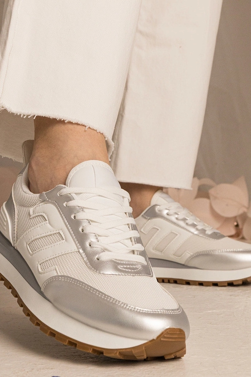 Białe-srebrne sneakersy damskie... Białe-srebrne sneakersy damskie...
