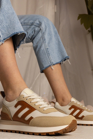Beżowe sneakersy damskie sportowe Marena 2