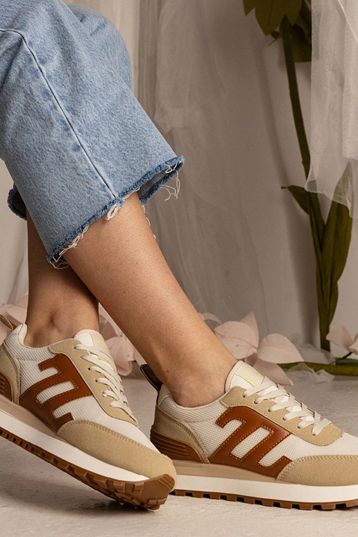 Beżowe sneakersy damskie sportowe Marena Beżowe sneakersy damskie sportowe Marena