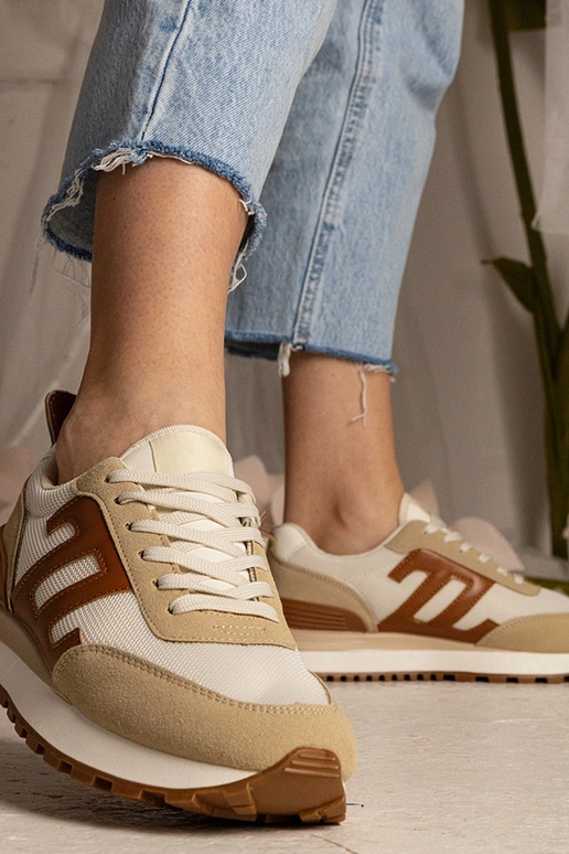 Beżowe sneakersy damskie sportowe Marena Beżowe sneakersy damskie sportowe Marena