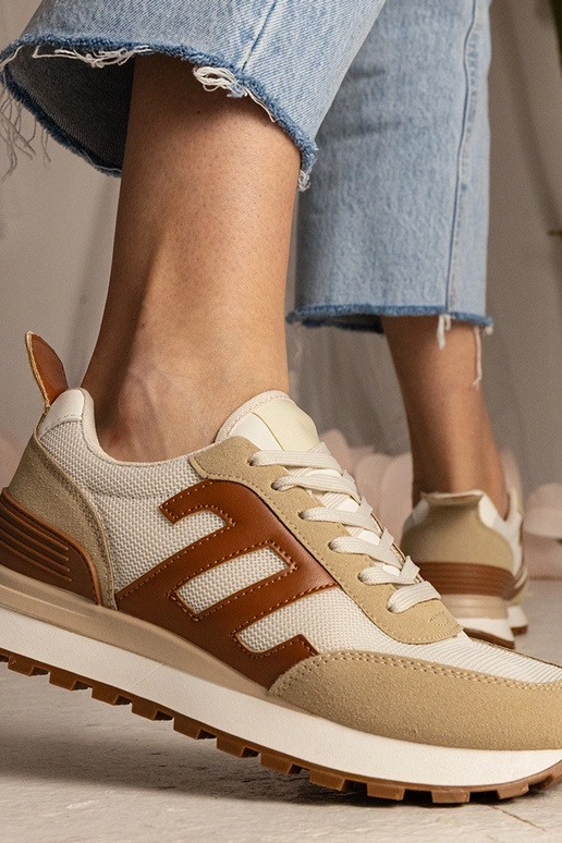 Beżowe sneakersy damskie sportowe Marena Beżowe sneakersy damskie sportowe Marena