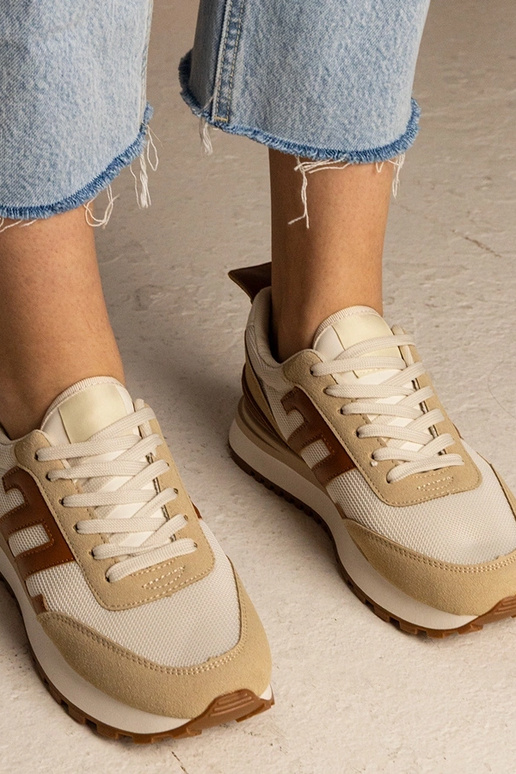 Beżowe sneakersy damskie sportowe Marena Beżowe sneakersy damskie sportowe Marena