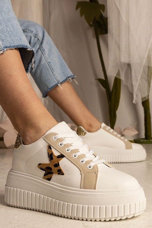 Biało-beżowe sneakersy zdobione... Biało-beżowe sneakersy zdobione...