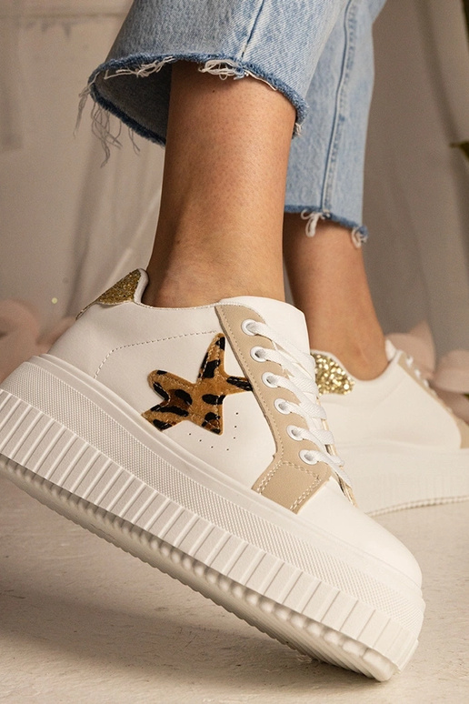 Biało-beżowe sneakersy zdobione... Biało-beżowe sneakersy zdobione...
