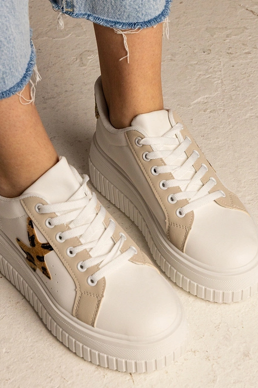 Biało-beżowe sneakersy zdobione... Biało-beżowe sneakersy zdobione...