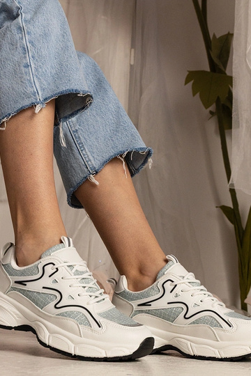 Biało-zielone sneakersy damskie sportowe Maurita