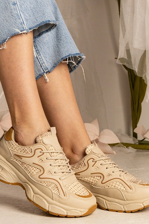 Beżowe sneakersy damskie sportowe... Beżowe sneakersy damskie sportowe...