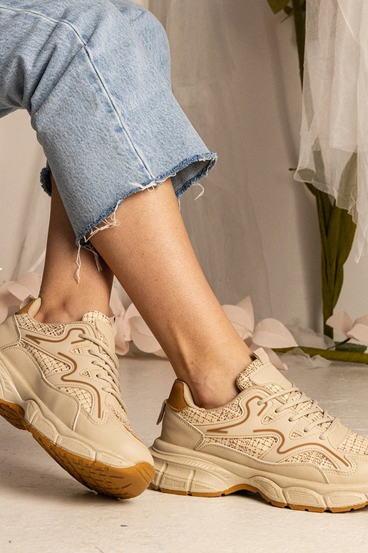 Beżowe sneakersy damskie sportowe... Beżowe sneakersy damskie sportowe...