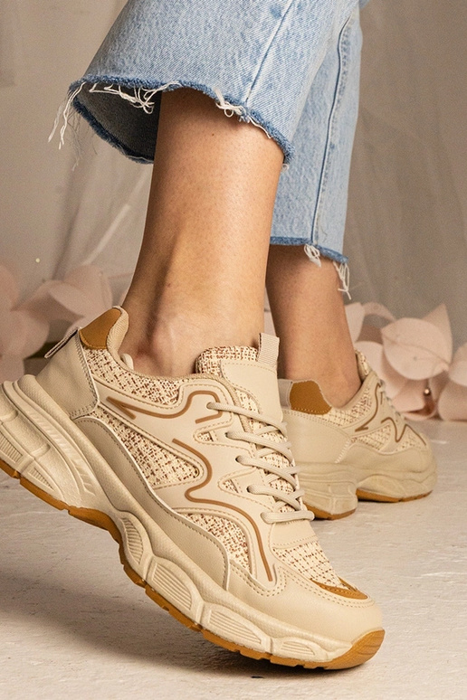 Beżowe sneakersy damskie sportowe... Beżowe sneakersy damskie sportowe...