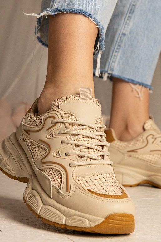 Beżowe sneakersy damskie sportowe... Beżowe sneakersy damskie sportowe...