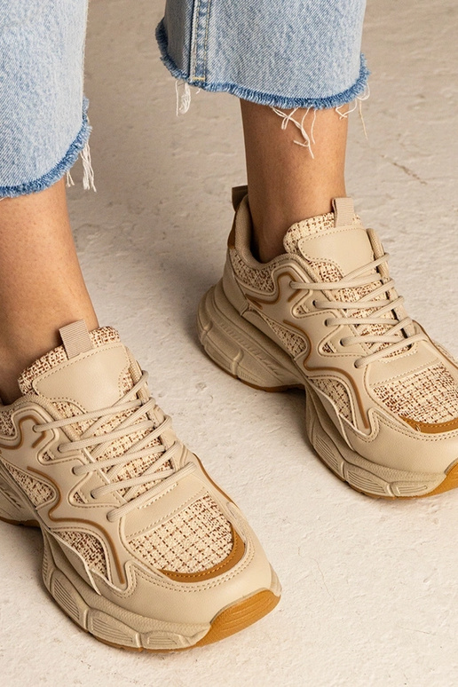 Beżowe sneakersy damskie sportowe... Beżowe sneakersy damskie sportowe...