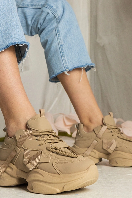 Brązowe sneakersy damskie masywne... Brązowe sneakersy damskie masywne...