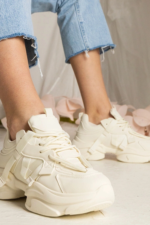 Beżowe sneakersy damskie masywne... Beżowe sneakersy damskie masywne...