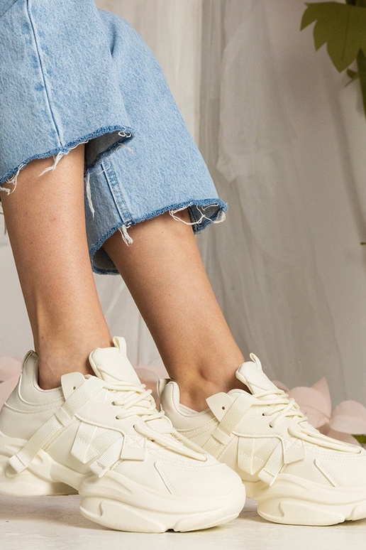 Beżowe sneakersy damskie masywne... Beżowe sneakersy damskie masywne...