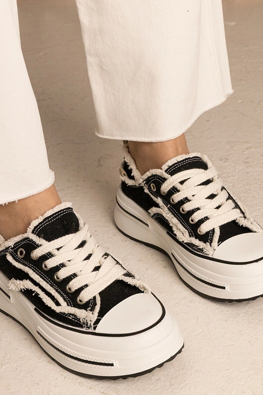 Czarne damskie trampki na wysokiej...