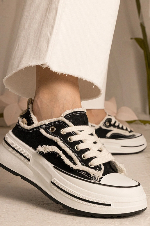 Czarne damskie trampki na wysokiej...