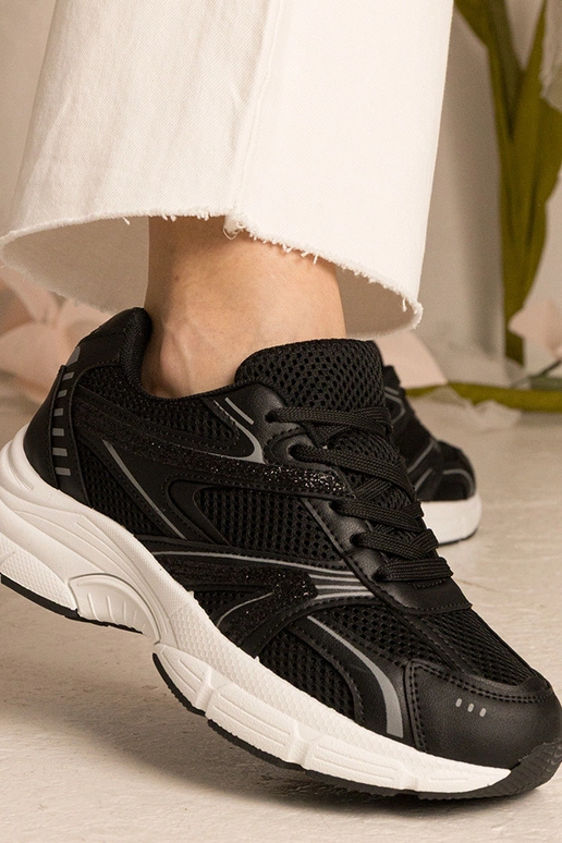 Czarne sneakersy damskie sportowe z... Czarne sneakersy damskie sportowe z...