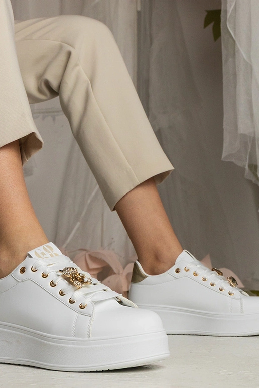 Biało-złote sneakersy damskie... Biało-złote sneakersy damskie...