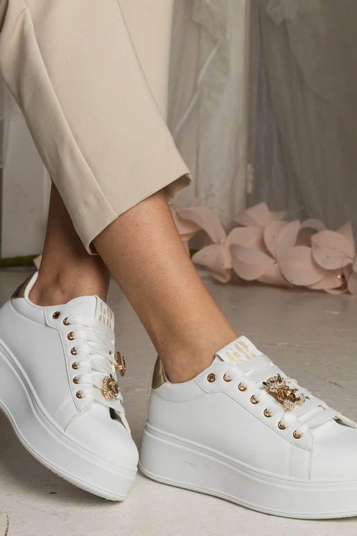 Biało-złote sneakersy damskie... Biało-złote sneakersy damskie...