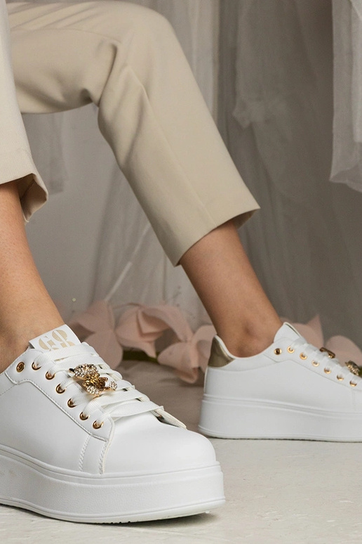 Biało-złote sneakersy damskie... Biało-złote sneakersy damskie...