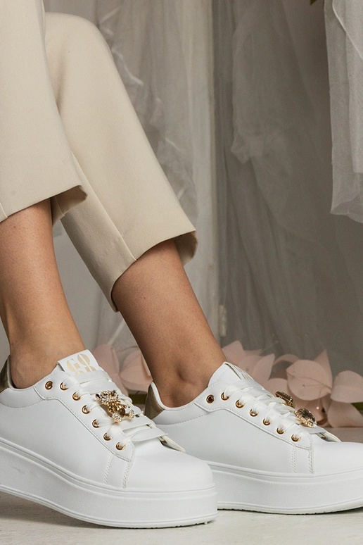 Biało-złote sneakersy damskie... Biało-złote sneakersy damskie...