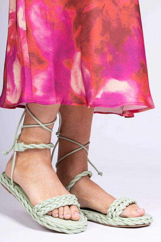 Zielone sandały damskie plecione Tarina