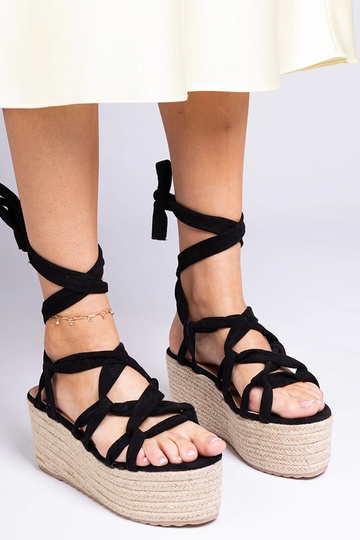 Czarne sandały espadryle na...