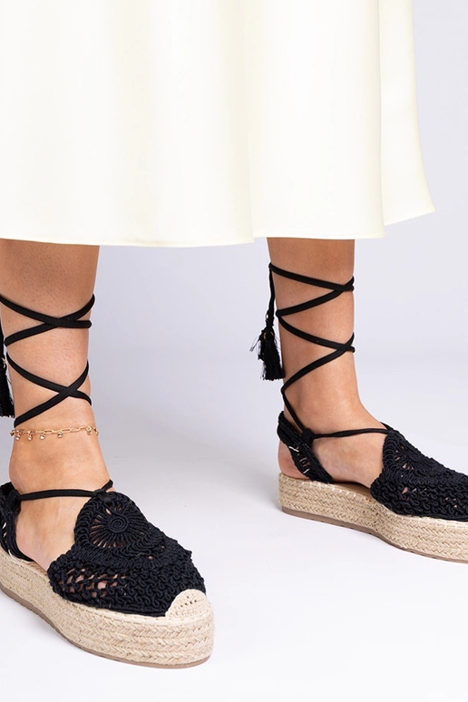 Czarne sandały espadryle plecione Lemura