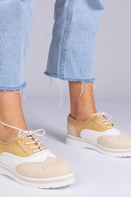 Beżowe klasyczne półbuty oksfordki Toddi