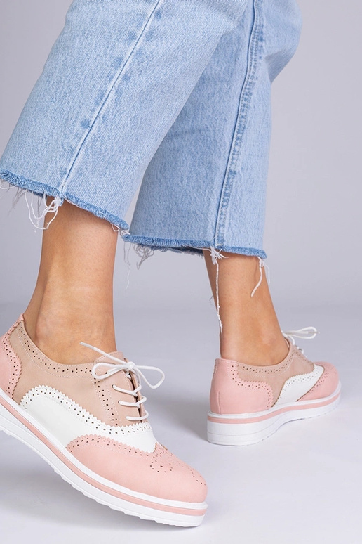 Różowe klasyczne półbuty oksfordki Toddi