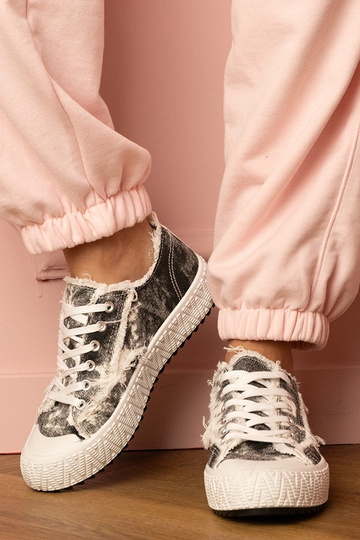 Czarne damskie trampki sneakersy sportowe Bellina