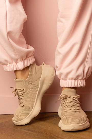 Beżowe sportowe sneakersy ze skarpetkową cholewką Zurry 2
