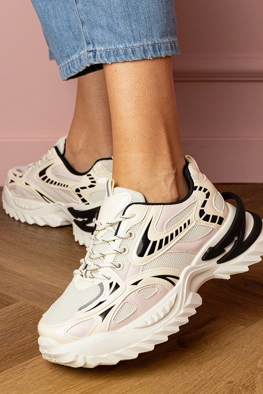 Beżowe sneakersy sportowe na stylowej...