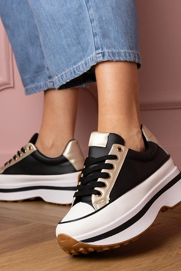Czarne sneakersy trampki na... 2