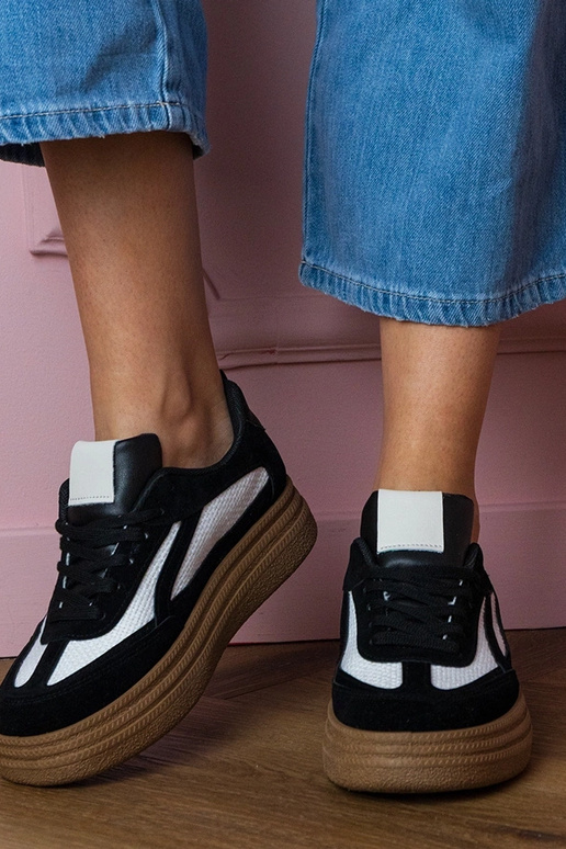 Czarne sneakersy trampki na grubej... Czarne sneakersy trampki na grubej...