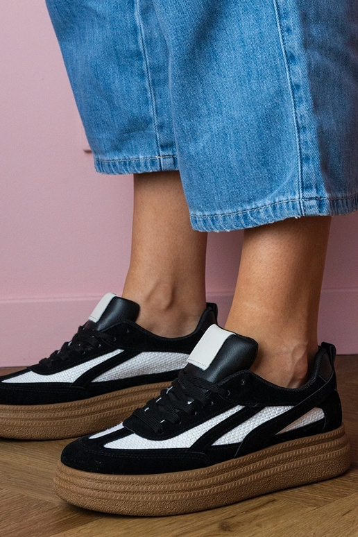 Czarne sneakersy trampki na grubej... Czarne sneakersy trampki na grubej...