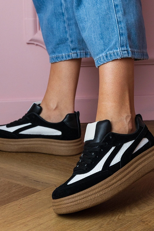 Czarne sneakersy trampki na grubej... Czarne sneakersy trampki na grubej...