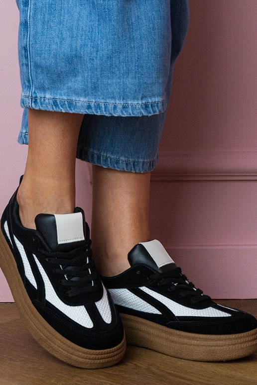 Czarne sneakersy trampki na grubej... Czarne sneakersy trampki na grubej...