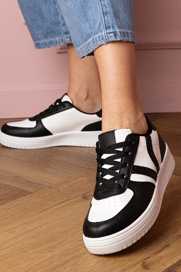 Czarne sneakersy trampki zdobione brokatem Blona 2
