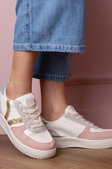 Wielokolorowe sneakersy trampki zdobione brokatem Blona 2
