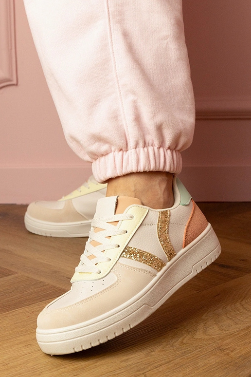 Beżowe sneakersy trampki zdobione... Beżowe sneakersy trampki zdobione...