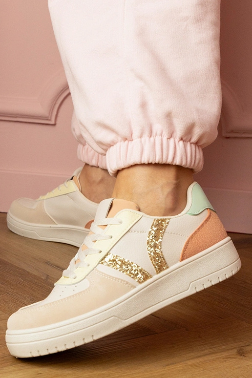 Beżowe sneakersy trampki zdobione... Beżowe sneakersy trampki zdobione...