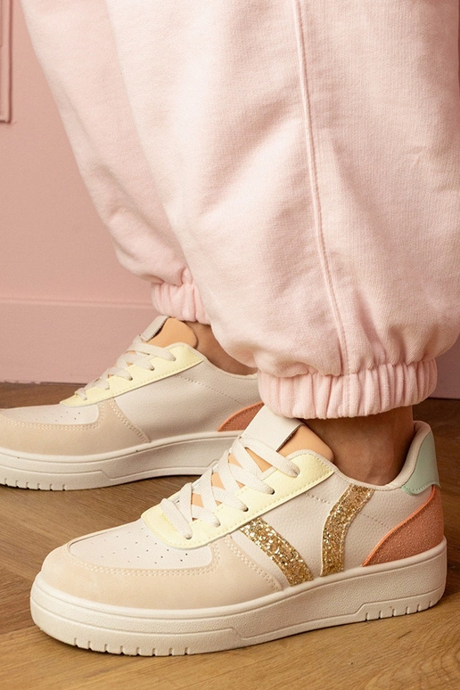 Beżowe sneakersy trampki zdobione... Beżowe sneakersy trampki zdobione...