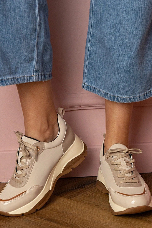 Beżowe sportowe sneakersy damskie Wener Beżowe sportowe sneakersy damskie Wener