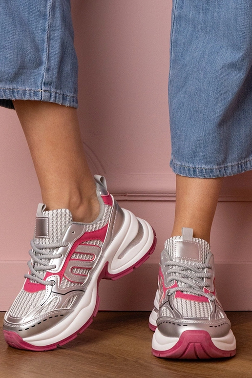 Srebrno-różowe sneakersy damskie... Srebrno-różowe sneakersy damskie...