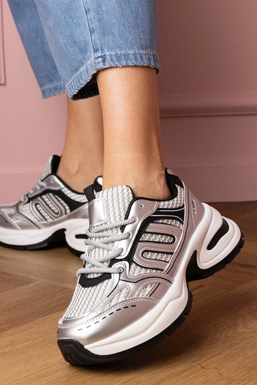 Srebrne sneakersy damskie... 2