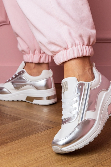Białe sneakersy z cyrkoniami i metaliczną wstawką Garsi 2