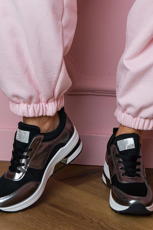 Czarne sneakersy z cyrkoniami i... Czarne sneakersy z cyrkoniami i...