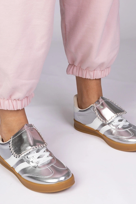 Srebrne sneakersy trampki damskie...