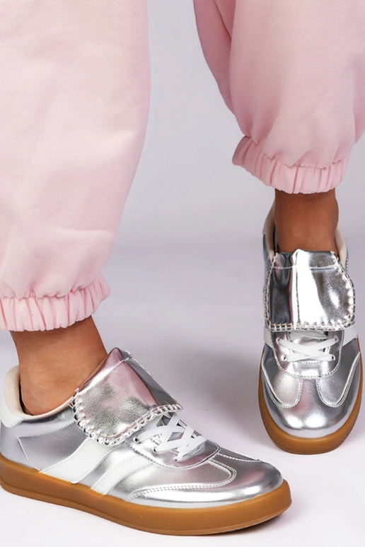 Srebrne sneakersy trampki damskie...